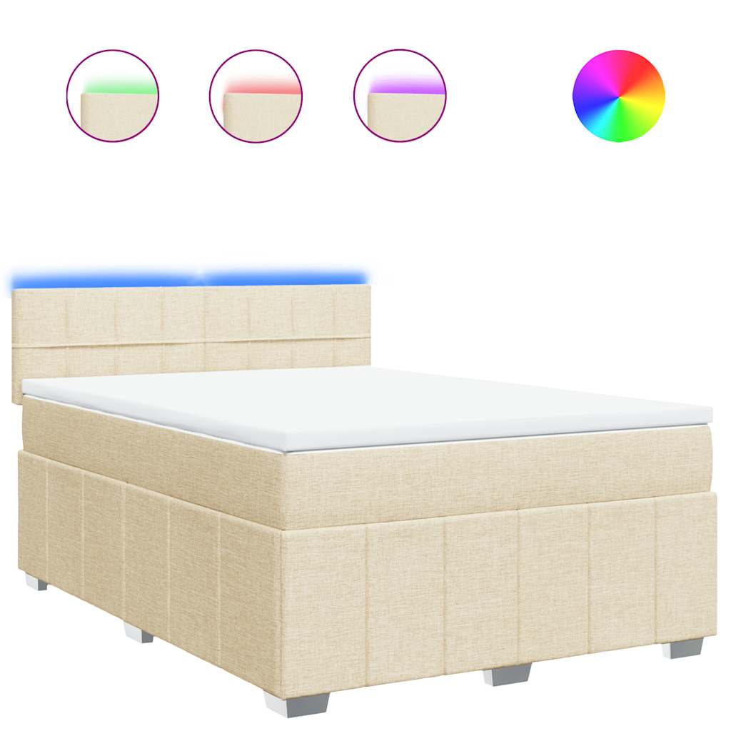 Giroletto a Molle con Materasso Crema 140x19 cm in Tessuto | homemem39