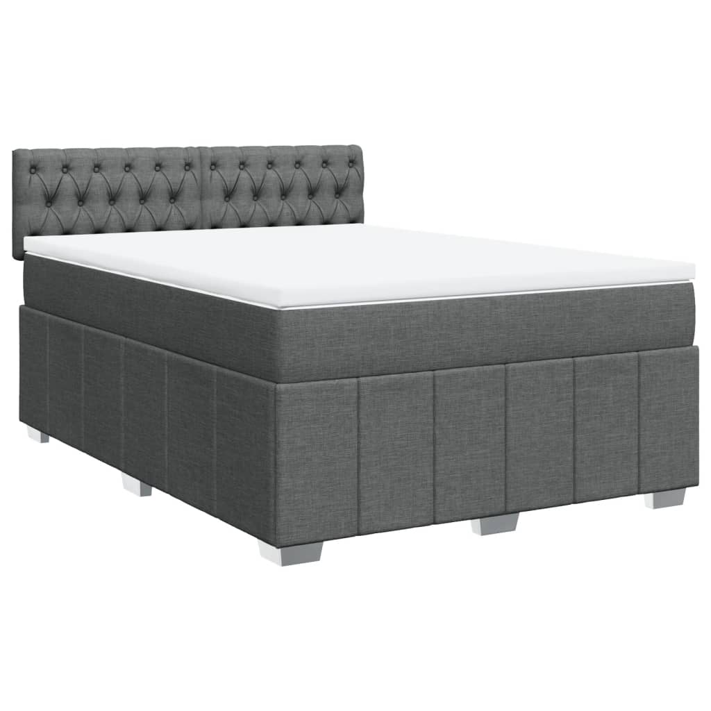 Giroletto a Molle con Materasso Grigio Scuro 140x190 cm Tessuto | homemem39