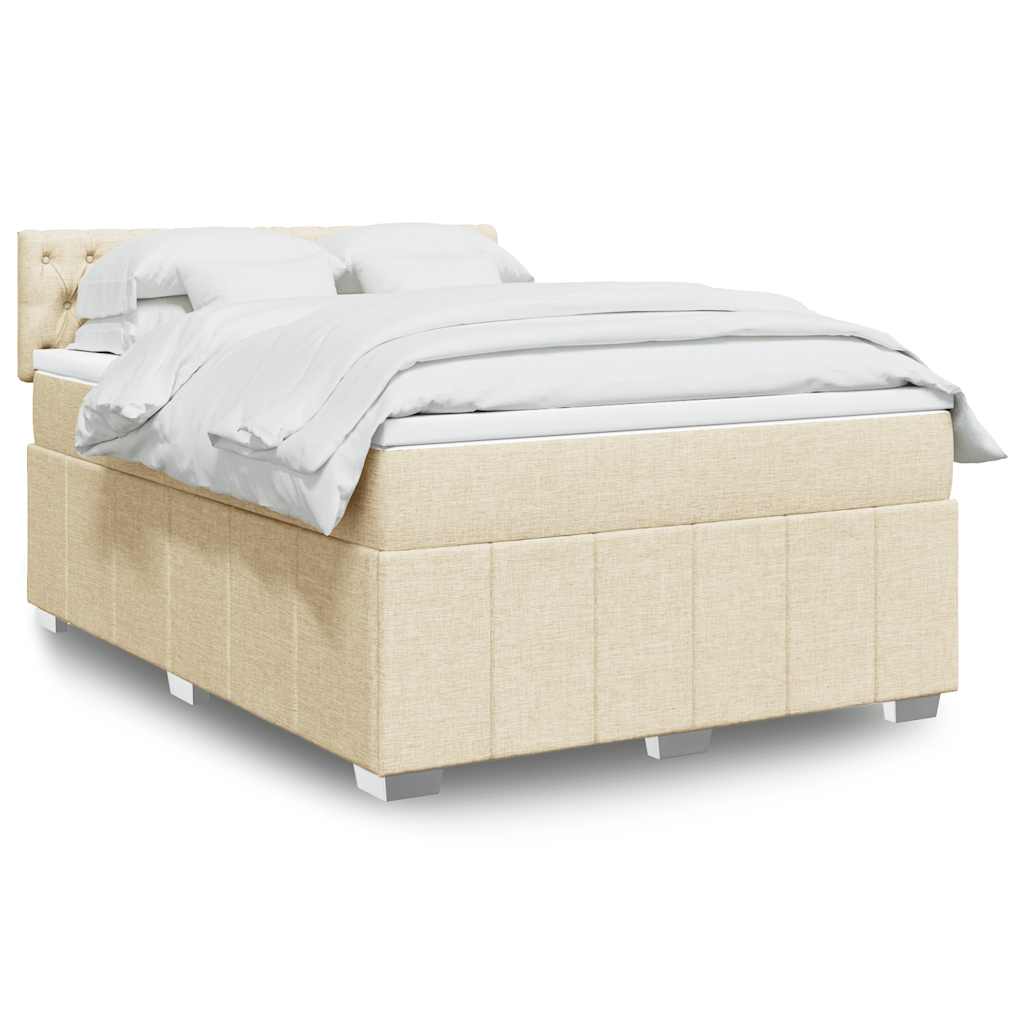Giroletto a Molle con Materasso Crema 140x19 cm in Tessuto | homemem39