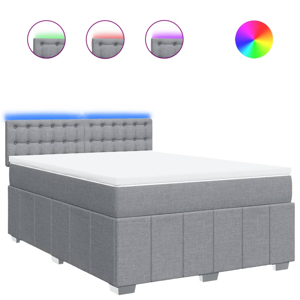 Giroletto a Molle con Materasso Grigio Chiaro 140x190cm Tessuto | homemem39