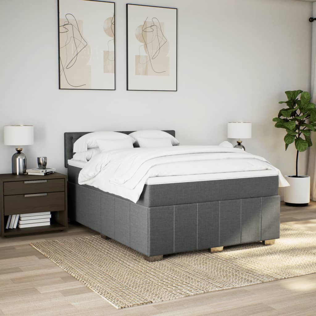 Giroletto a Molle con Materasso Grigio Scuro 140x190 cm Tessuto | homemem39