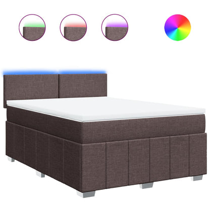 Giroletto a Molle con Materasso Marrone Scuro 140x200cm Tessuto - homemem39