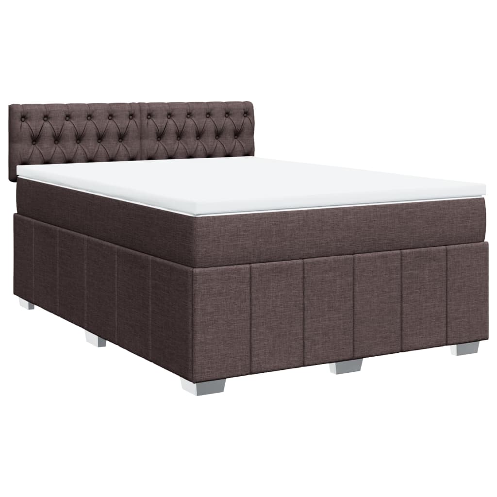 Giroletto a Molle con Materasso Marrone Scuro 140x200cm Tessuto | homemem39
