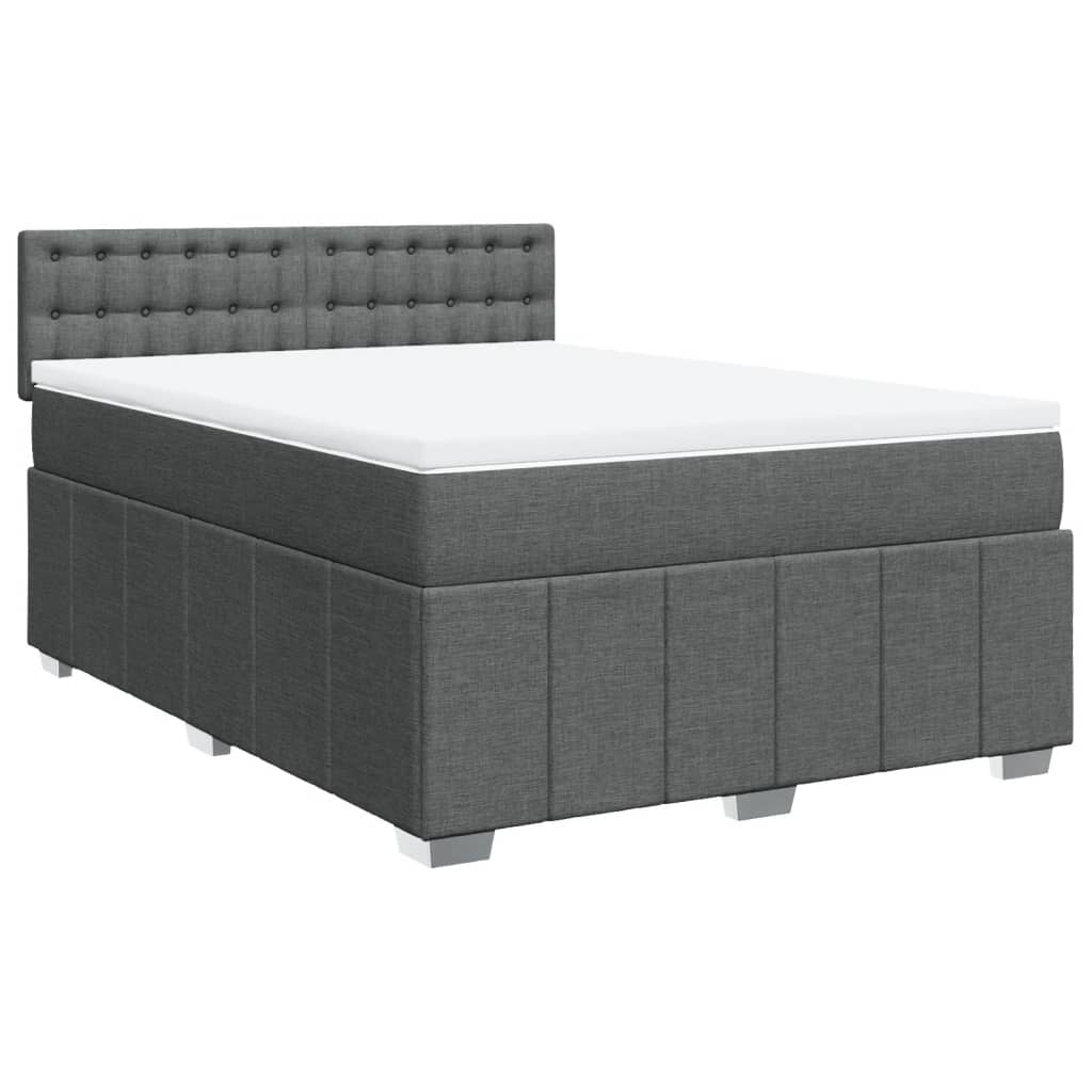 Giroletto a Molle con Materasso Grigio Scuro 140x200cm Tessuto