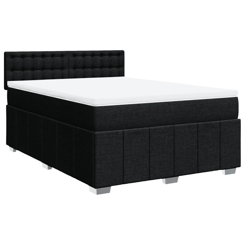 Giroletto a Molle con Materasso Nero 140x200 cm in Tessuto