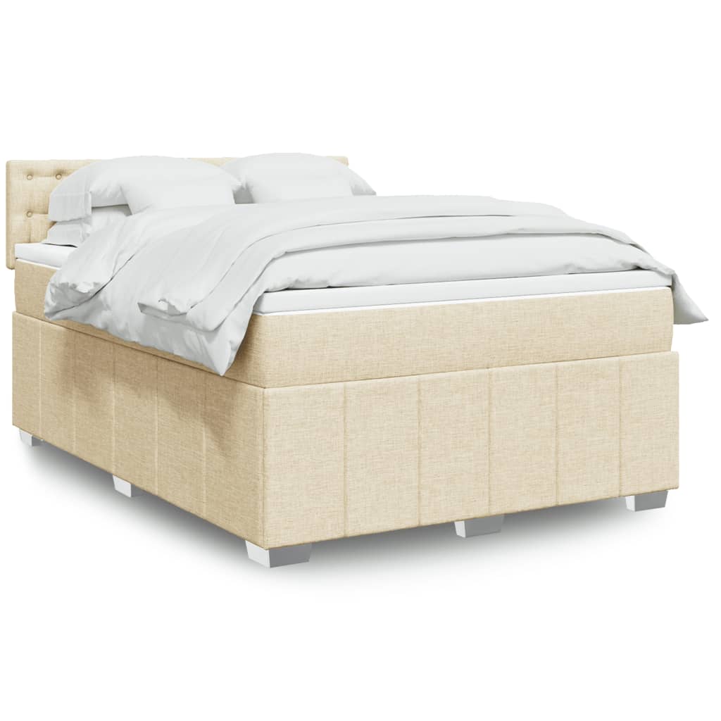 Giroletto a Molle con Materasso Crema 140x200 cm in Tessuto | homemem39