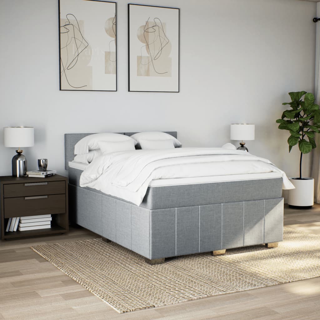 Giroletto a Molle con Materasso Grigio Chiaro 160x200cm Tessuto