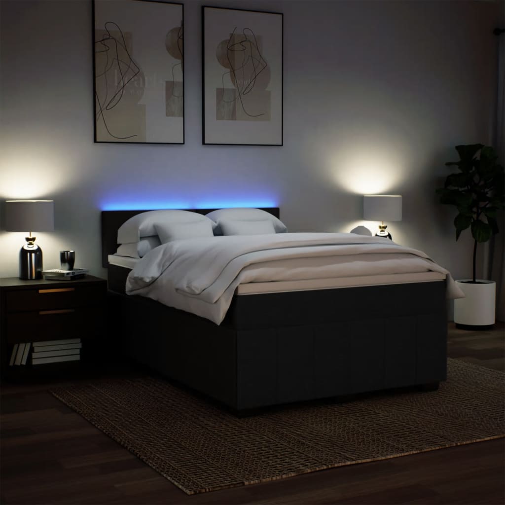 Giroletto a Molle con Materasso Nero 160x200 cm in Tessuto | homemem39