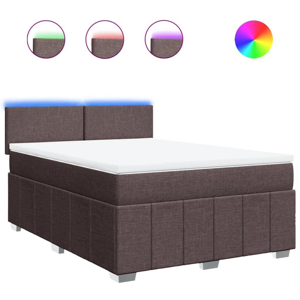 Giroletto a Molle con Materasso Marrone Scuro 160x200cm Tessuto - homemem39