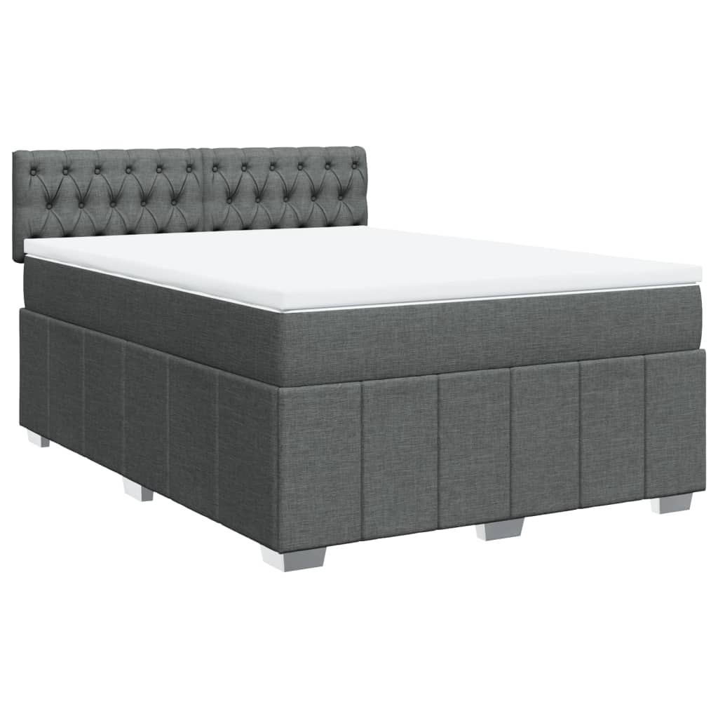Giroletto a Molle con Materasso Grigio Scuro 160x200 cm Tessuto