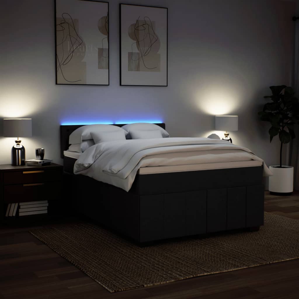 Giroletto a Molle con Materasso Nero 160x200 cm in Tessuto | homemem39