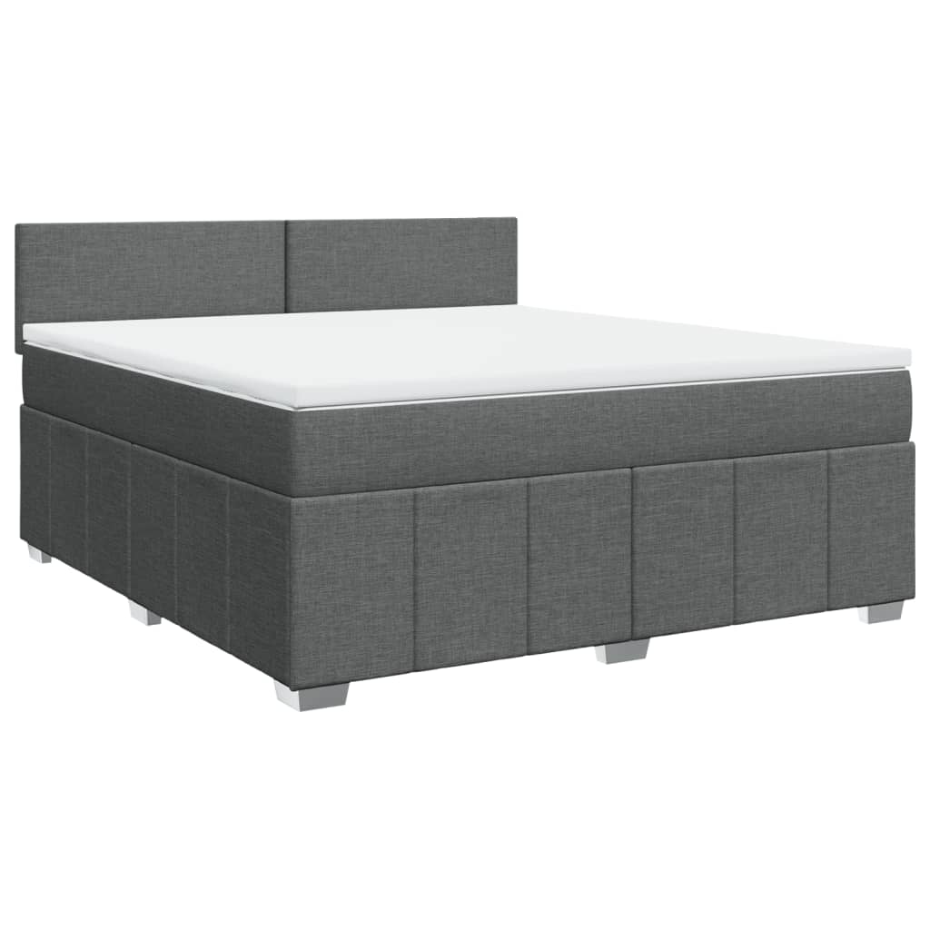 Giroletto a Molle con Materasso Grigio Scuro 180x200 cm Tessuto