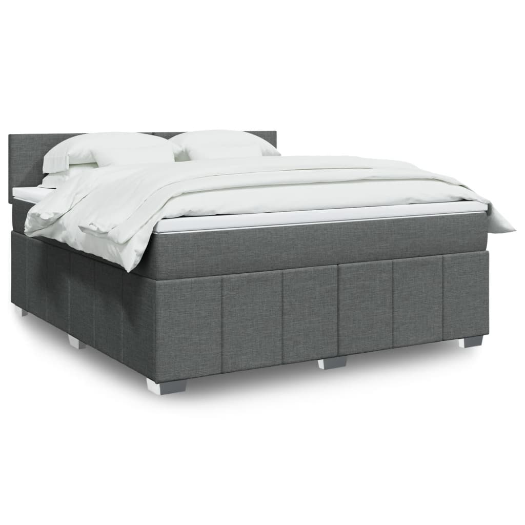 Giroletto a Molle con Materasso Grigio Scuro 180x200 cm Tessuto