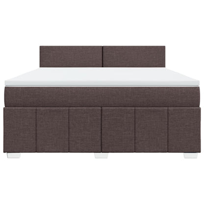 Giroletto a Molle con Materasso Marrone Scuro 180x200cm Tessuto