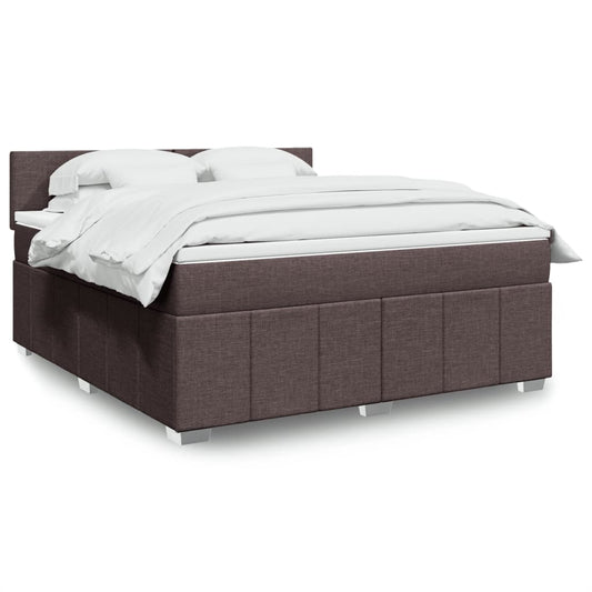 Giroletto a Molle con Materasso Marrone Scuro 180x200cm Tessuto