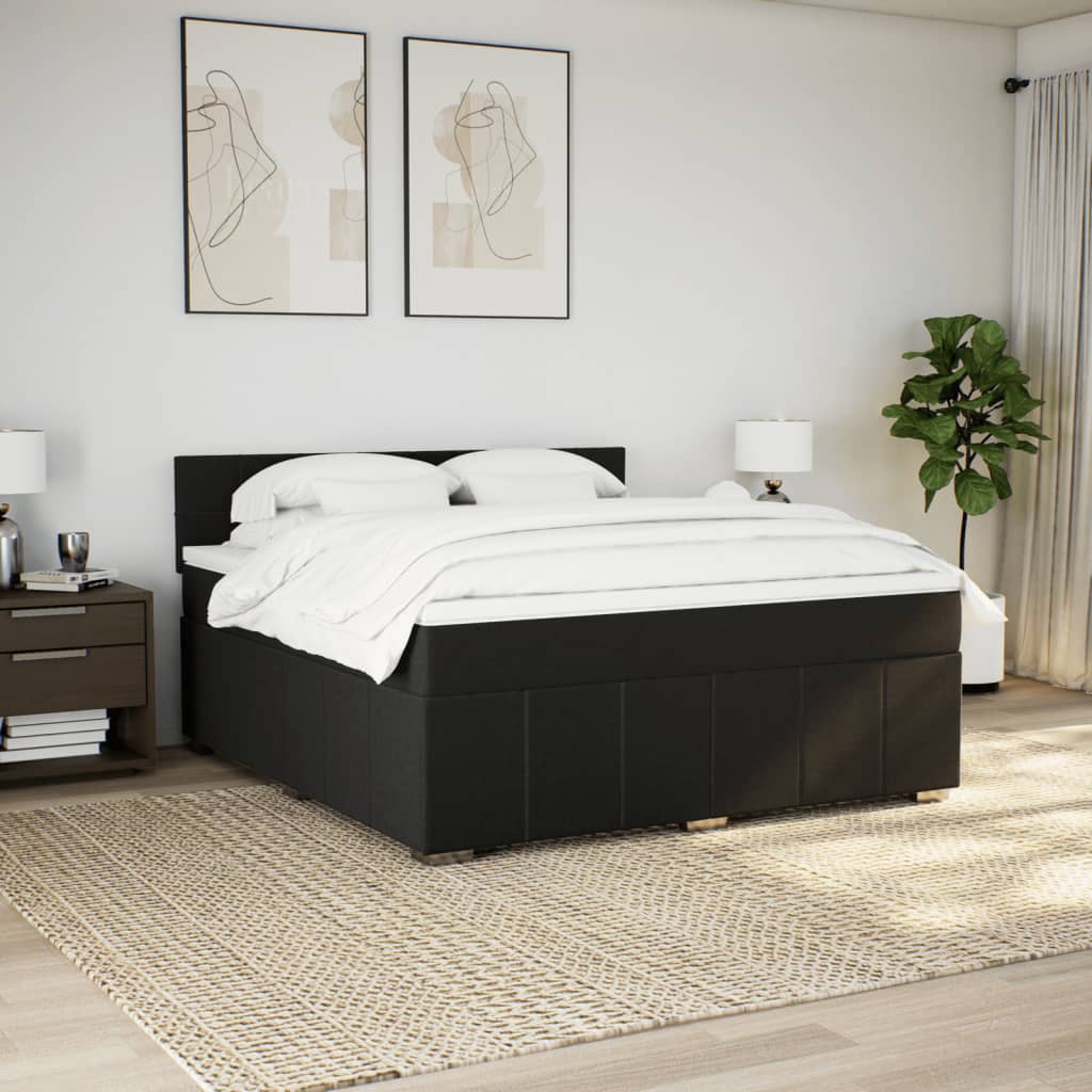 Giroletto a Molle con Materasso Nero 180x200 cm in Tessuto