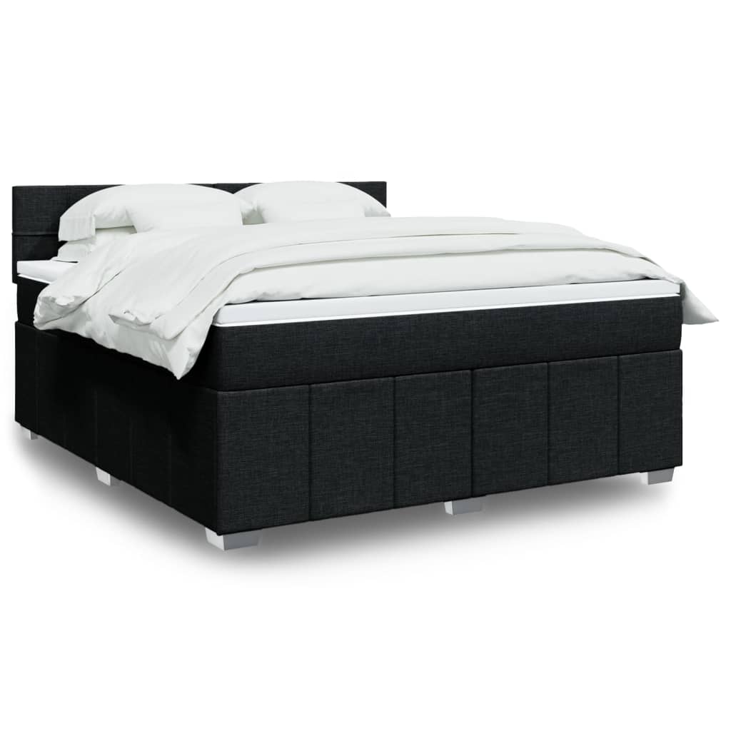 Giroletto a Molle con Materasso Nero 180x200 cm in Tessuto