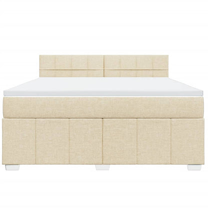 Giroletto a Molle con Materasso Crema 180x200 cm in Tessuto
