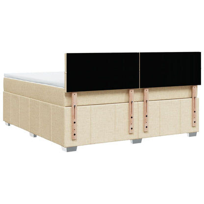 Giroletto a Molle con Materasso Crema 180x200 cm in Tessuto
