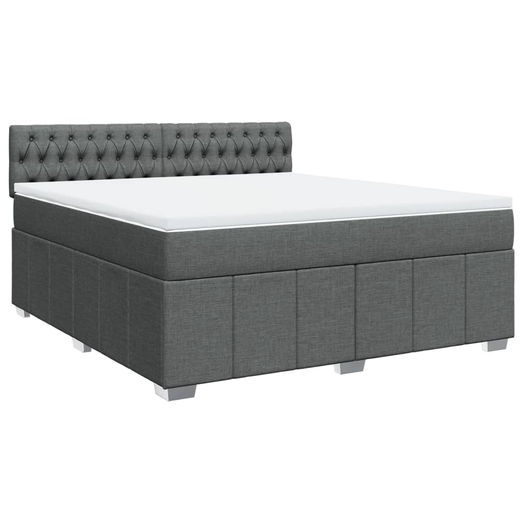 Giroletto a Molle con Materasso Grigio Scuro 180x200 cm Tessuto