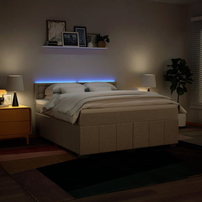 Giroletto a Molle con Materasso Crema 180x200 cm in Tessuto