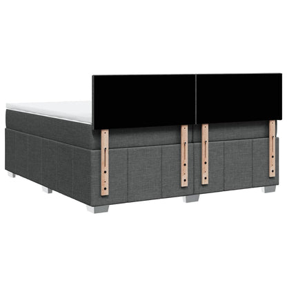 Giroletto a Molle con Materasso Grigio Scuro 200x200 cm Tessuto