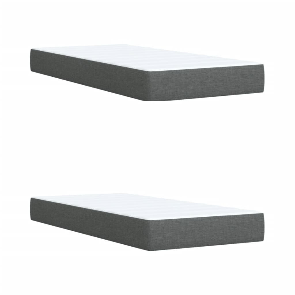 Giroletto a Molle con Materasso Grigio Scuro 200x200 cm Tessuto