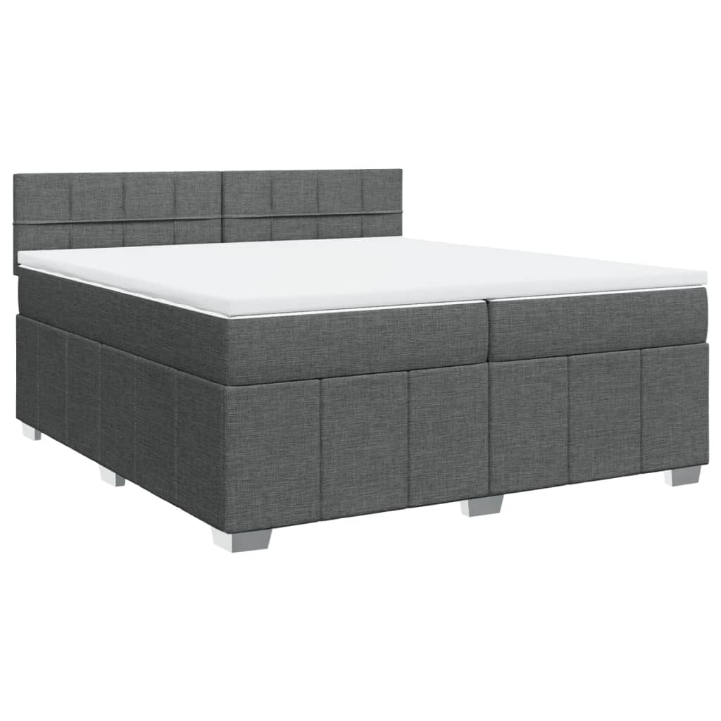 Giroletto a Molle con Materasso Grigio Scuro 200x200 cm Tessuto