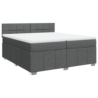 Giroletto a Molle con Materasso Grigio Scuro 200x200 cm Tessuto