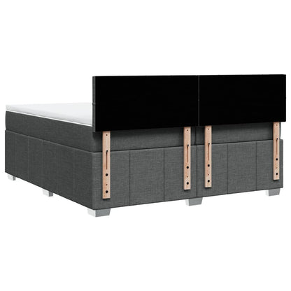 Giroletto a Molle con Materasso Grigio Scuro 200x200 cm Tessuto