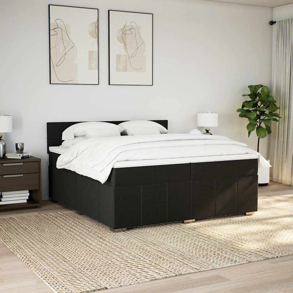 Giroletto a Molle con Materasso Nero 200x200 cm in Tessuto