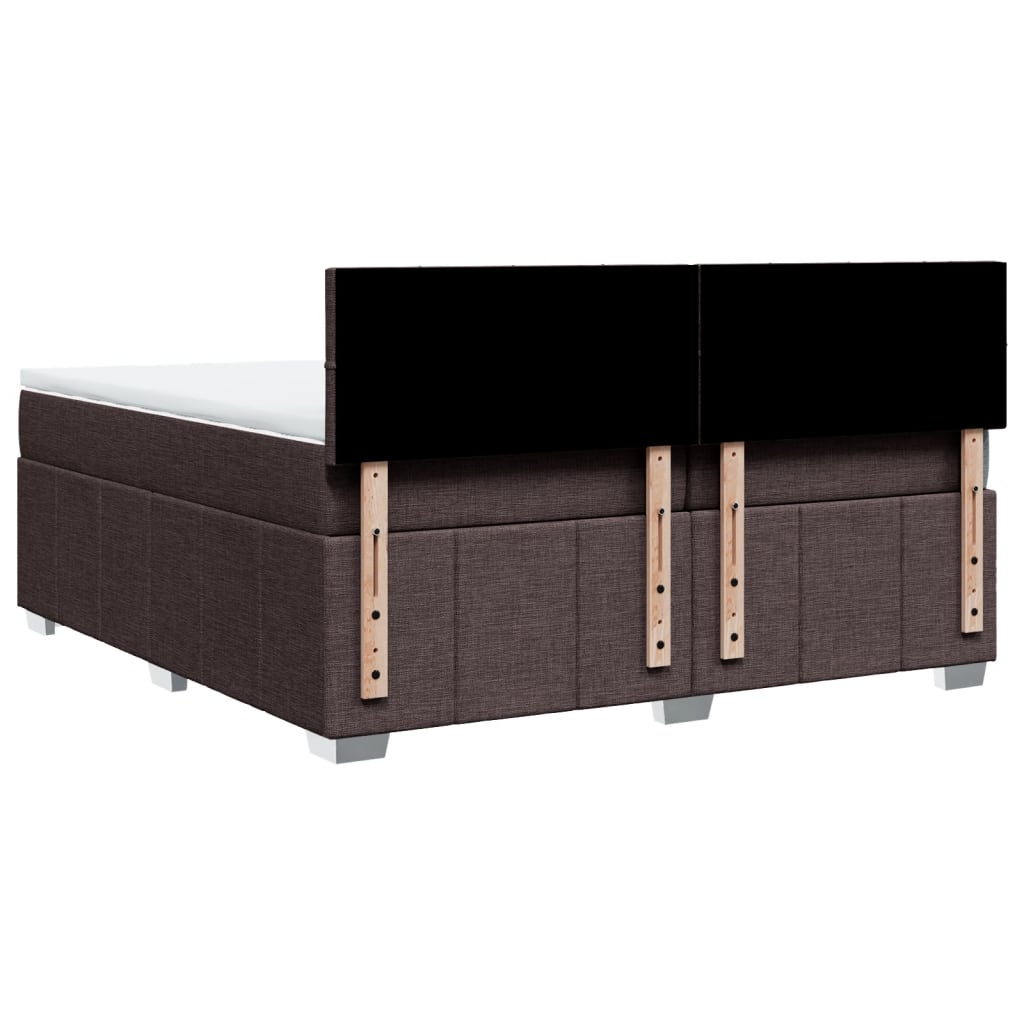 Giroletto a Molle con Materasso Marrone Scuro 200x200cm Tessuto