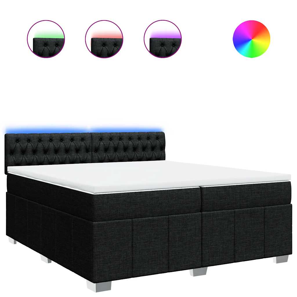 Giroletto a Molle con Materasso Nero 200x200 cm in Tessuto