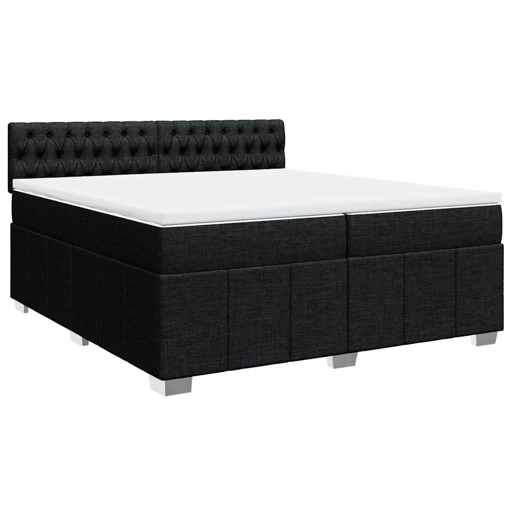 Giroletto a Molle con Materasso Nero 200x200 cm in Tessuto