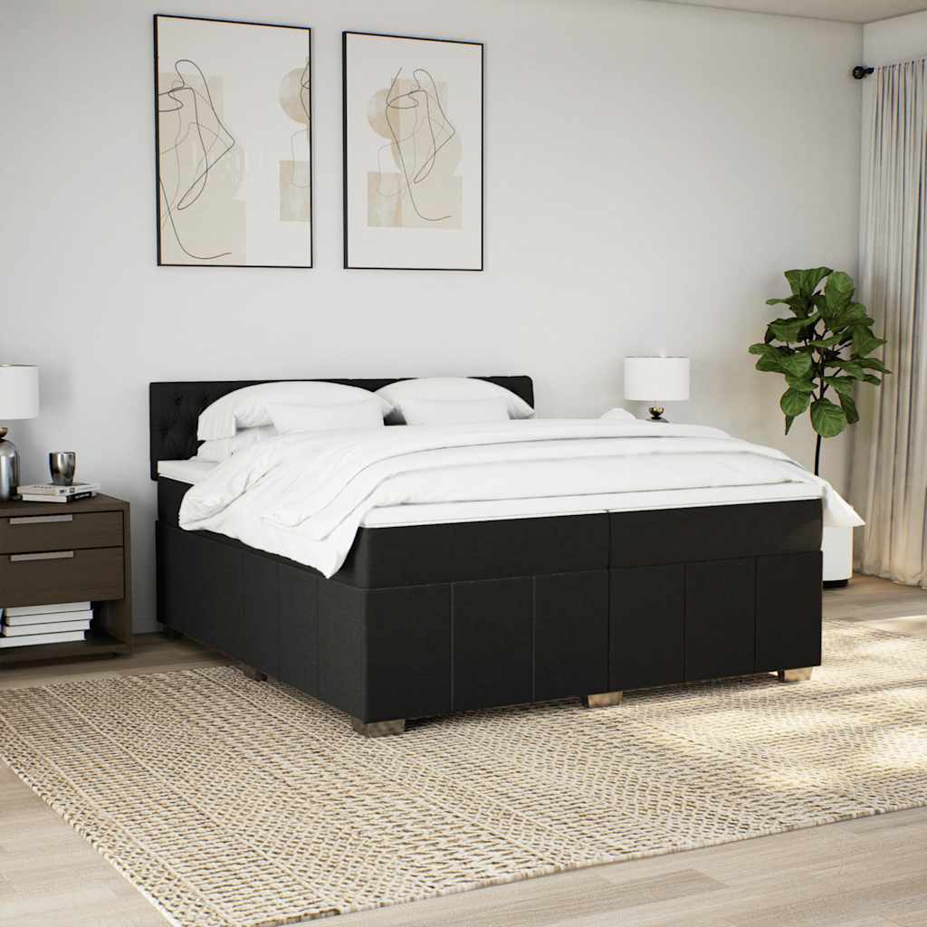 Giroletto a Molle con Materasso Nero 200x200 cm in Tessuto