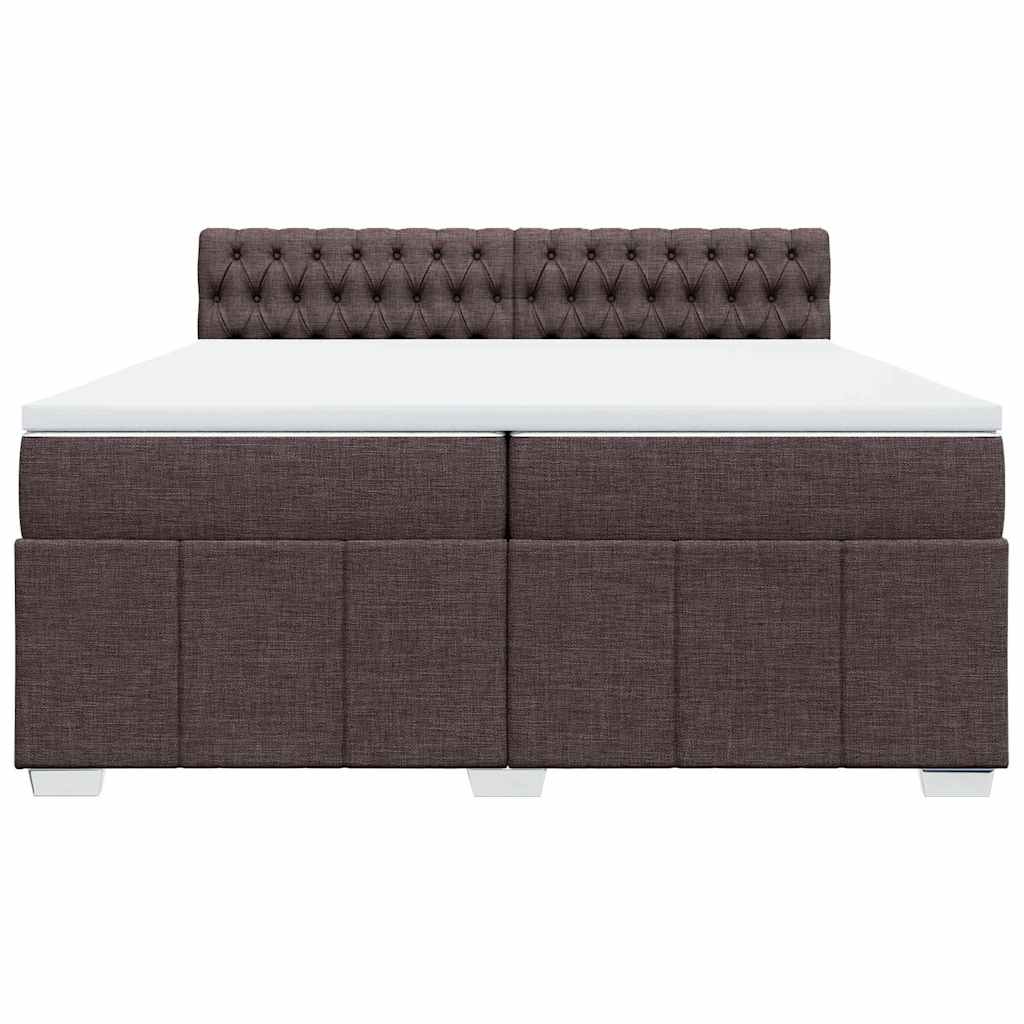 Giroletto a Molle con Materasso Marrone Scuro 200x200cm Tessuto - homemem39