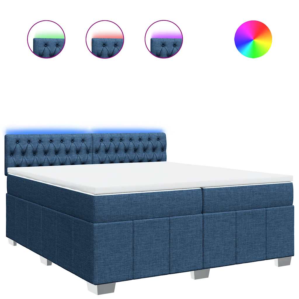 Giroletto a Molle con Materasso Blu 200x200 cm in Tessuto | homemem39