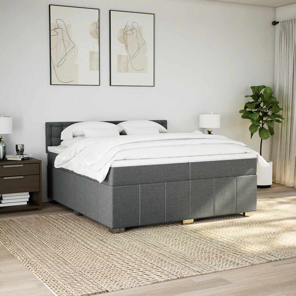 Giroletto a Molle con Materasso Grigio Scuro 200x200 cm Tessuto | homemem39