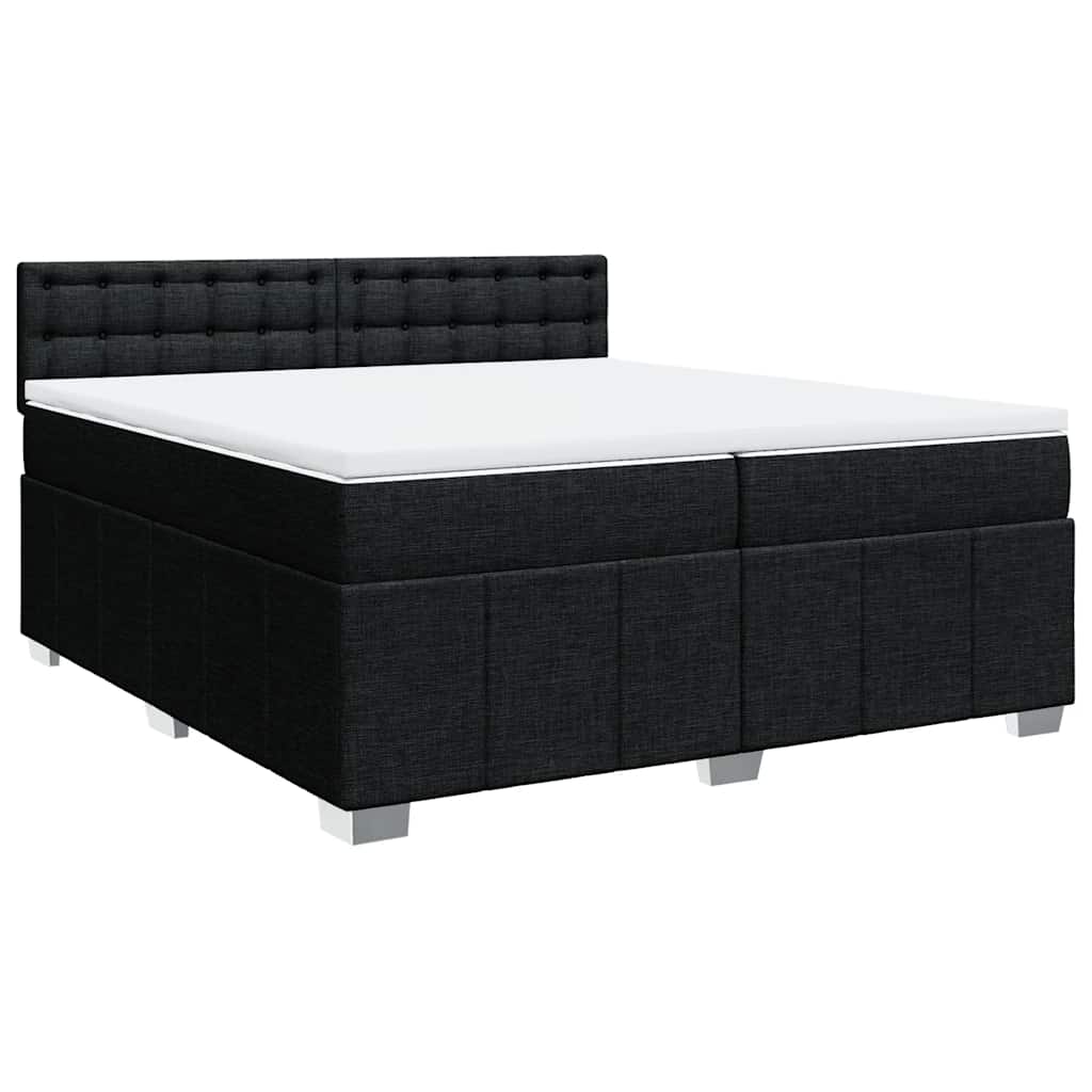 Giroletto a Molle con Materasso Nero 200x200 cm in Tessuto