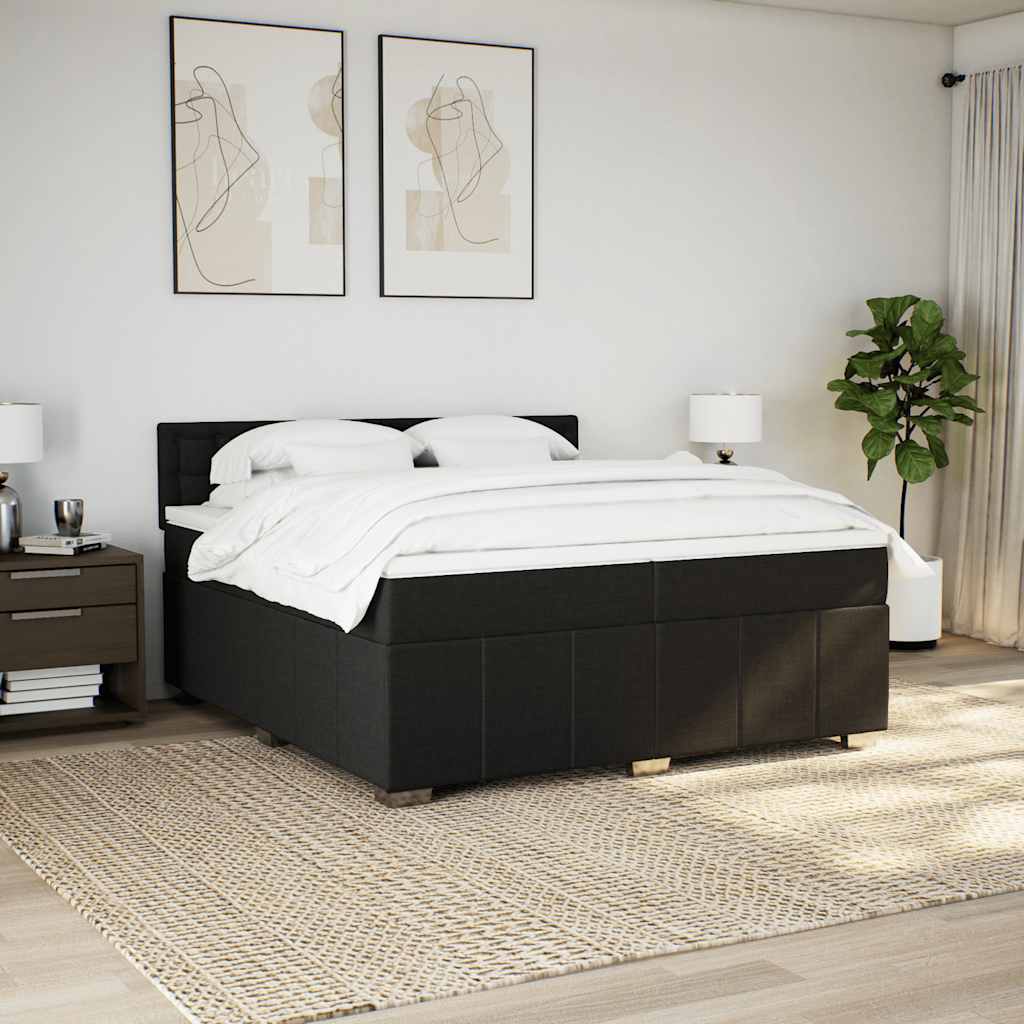 Giroletto a Molle con Materasso Nero 200x200 cm in Tessuto