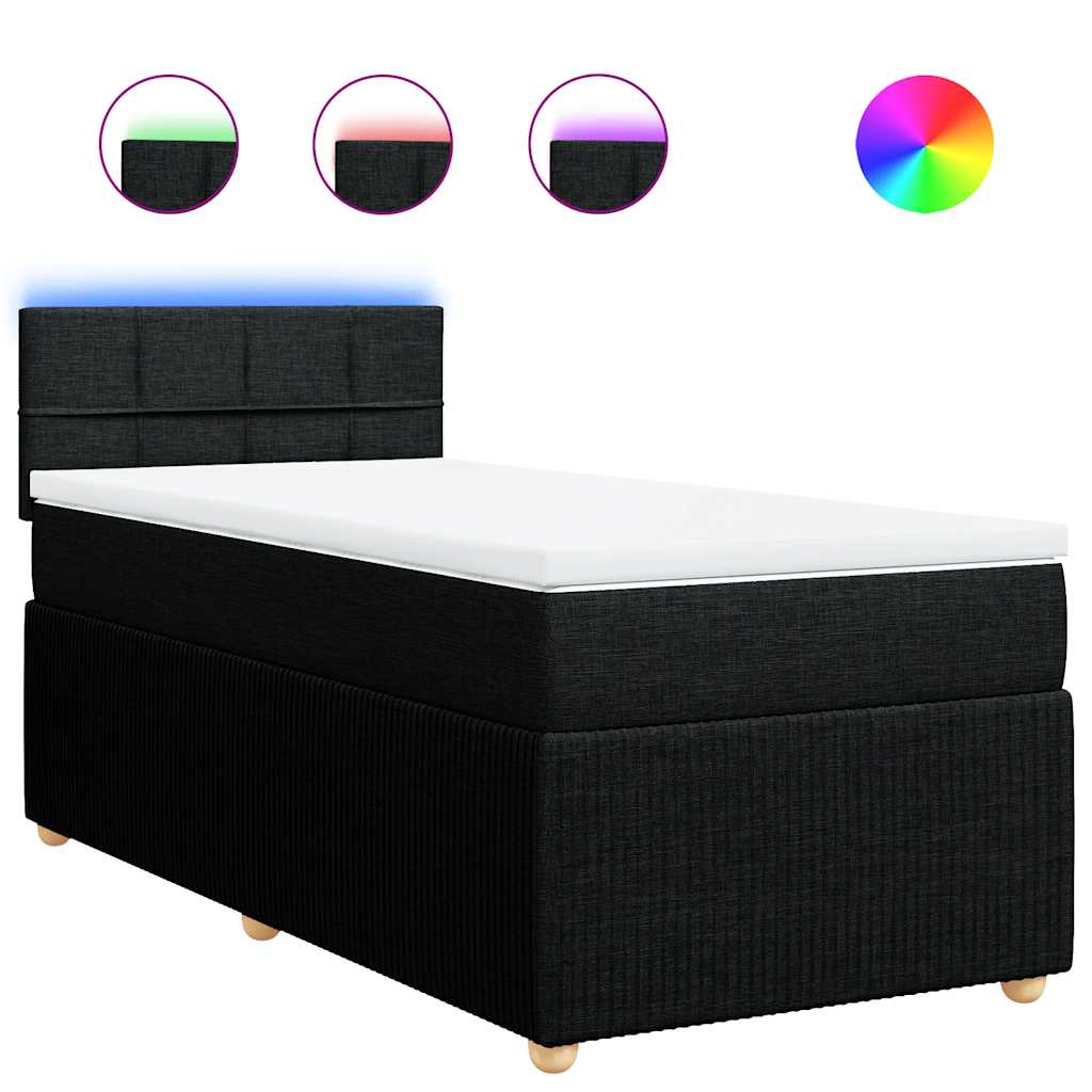Giroletto a Molle con Materasso Nero 80x200 cm inTessuto