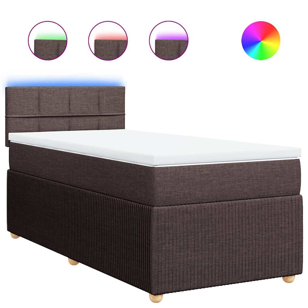 Giroletto a Molle con Materasso Marrone Scuro 80x200 cm Tessuto | homemem39