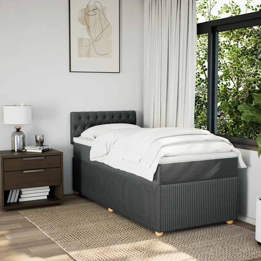 Giroletto a Molle con Materasso Grigio Scuro 80x200 cm Tessuto