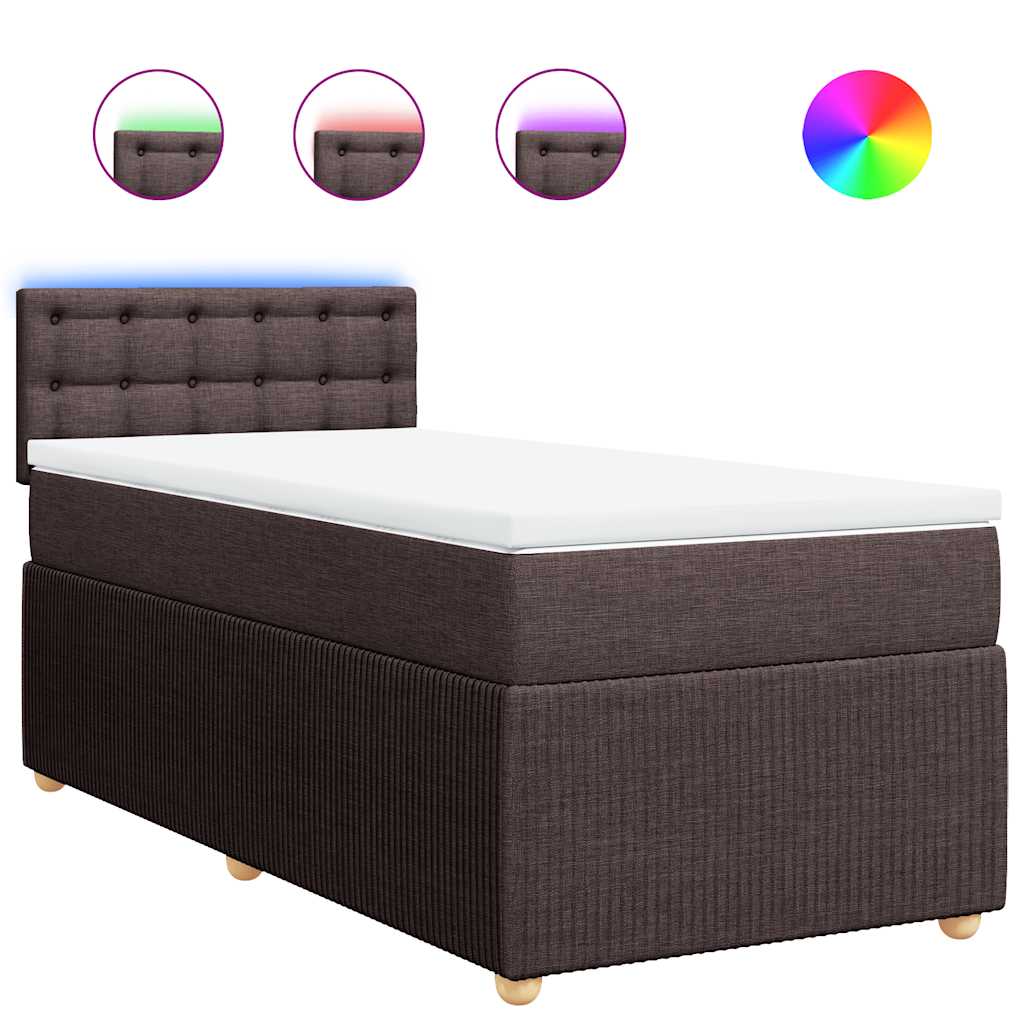 Giroletto a Molle con Materasso Marrone Scuro 80x200 cm Tessuto | homemem39