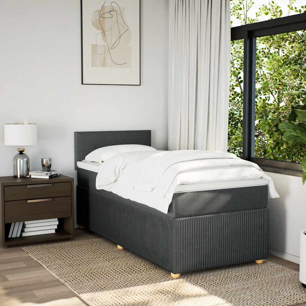 Giroletto a Molle con Materasso Grigio Scuro 90x190 cm Tessuto