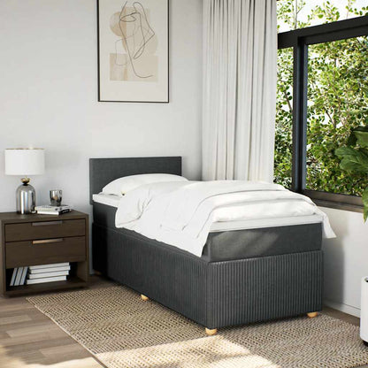 Giroletto a Molle con Materasso Grigio Scuro 90x190 cm Tessuto
