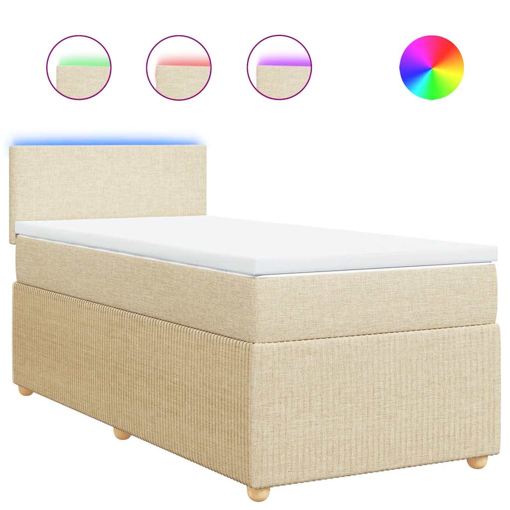 Giroletto a Molle con Materasso Crema 90x190 cm in Tessuto