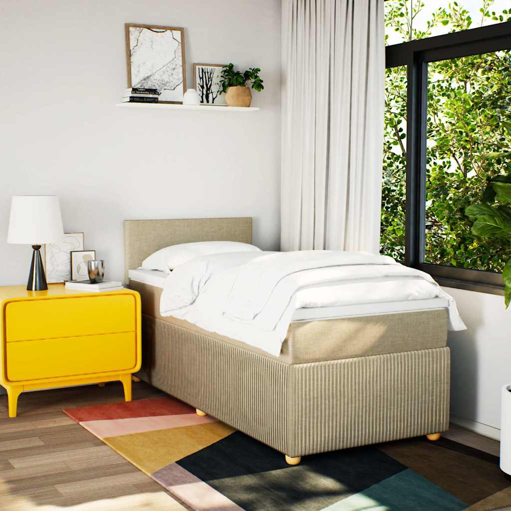 Giroletto a Molle con Materasso Crema 90x190 cm in Tessuto
