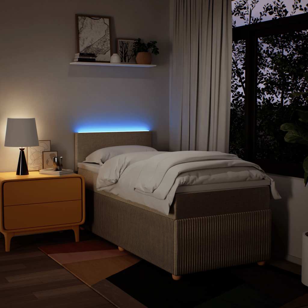 Giroletto a Molle con Materasso Crema 90x190 cm in Tessuto - homemem39