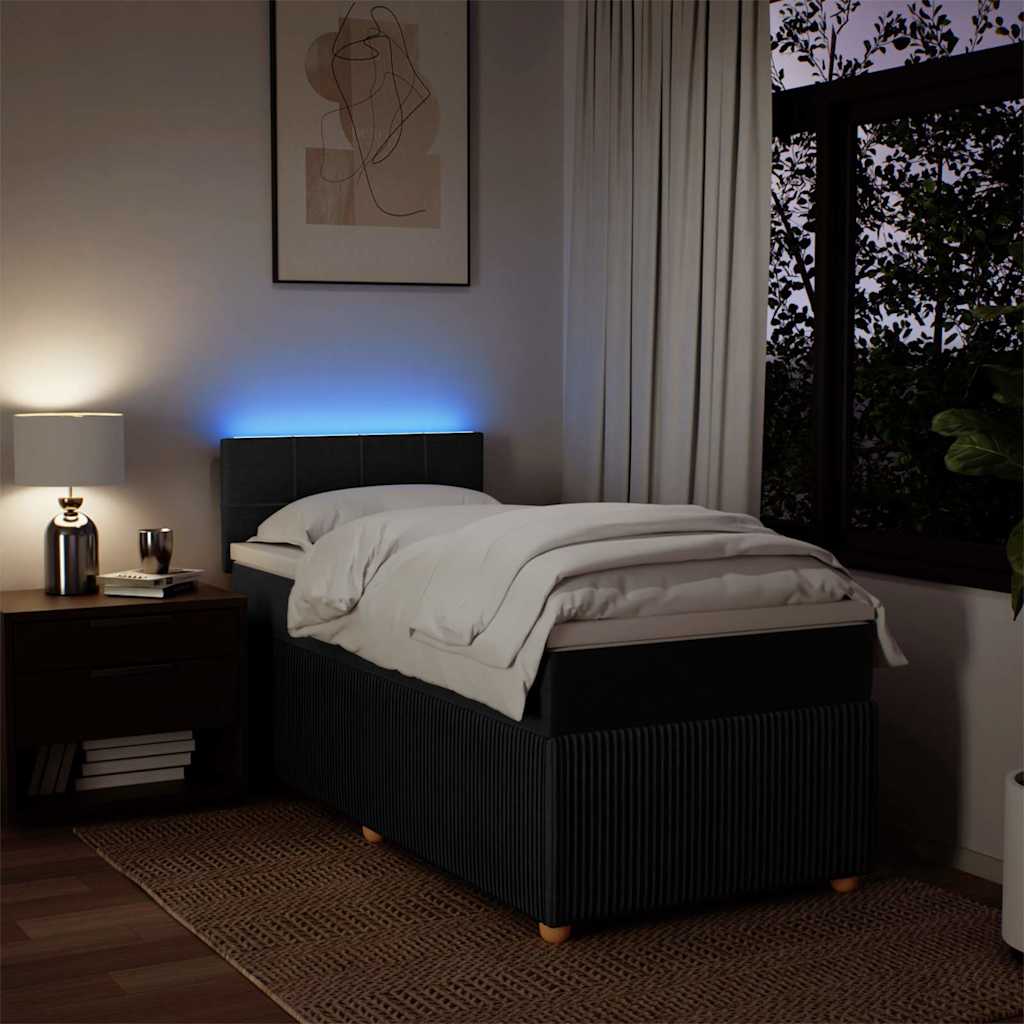 Giroletto a Molle con Materasso Nero 90x190 cm in Tessuto - homemem39